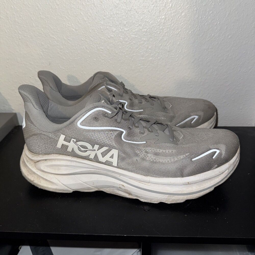 Hoka One One Clifton 10 Stellar Grey Stardust Mens 15D Running Shoes *no Insoles